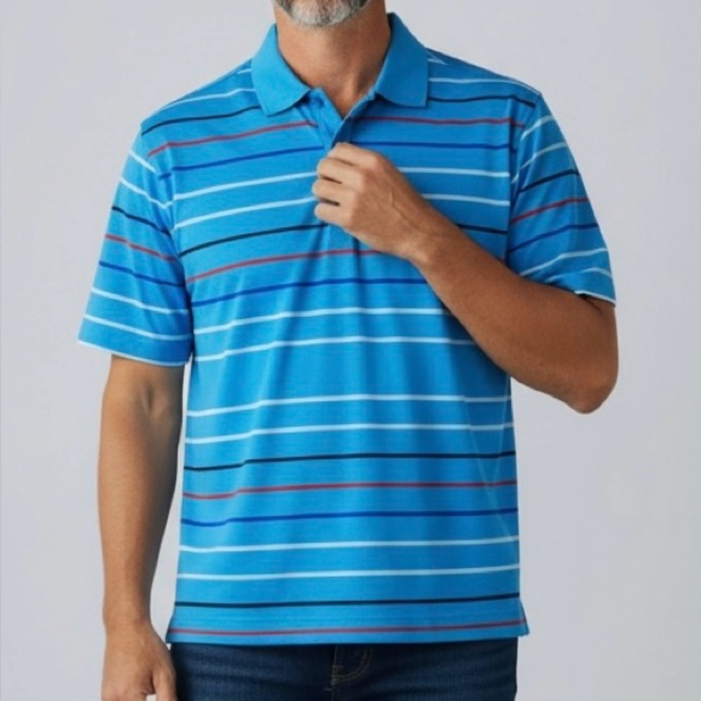 Callaway polo shirt Blue striped Short sleeved Men’s XL Golf Country club Resort